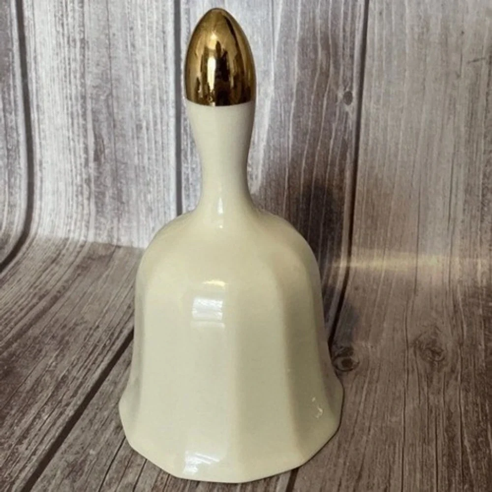 Vintage Otagiri Japan Cyclamen Floral Porcelain Bell Gold Trim Pink Flower